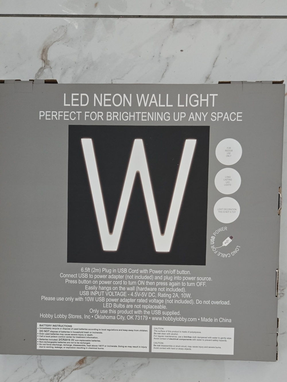 LED Neon Wall Light "W" - White